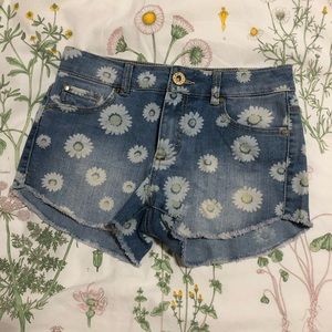 Tinseltown Denim Distressed Daisy Jean Shorts